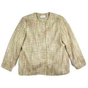 ALFRED DUNNER - WOMEN'S BEIGE WOVEN BLAZER JACKET - SIZE L